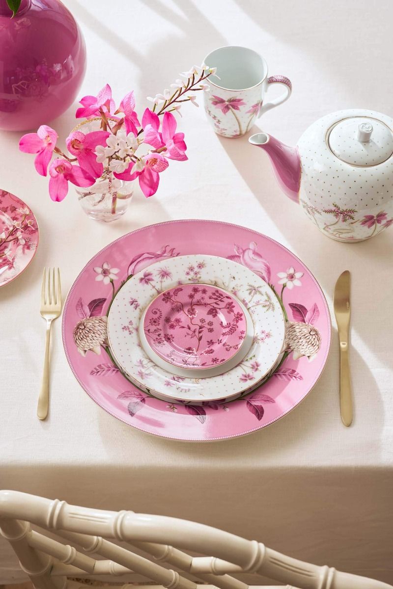 Set 6 Piatti Petit Four Jolie Fiori Rosa 12cm