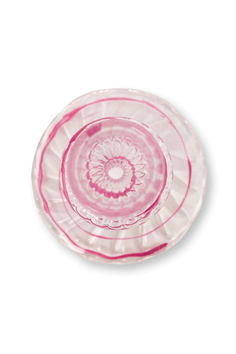 Portacandele in vetro a spirale rosa 28cm