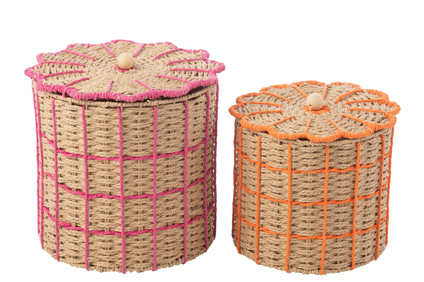 Set Di 2 Cesto Rosa/arancione