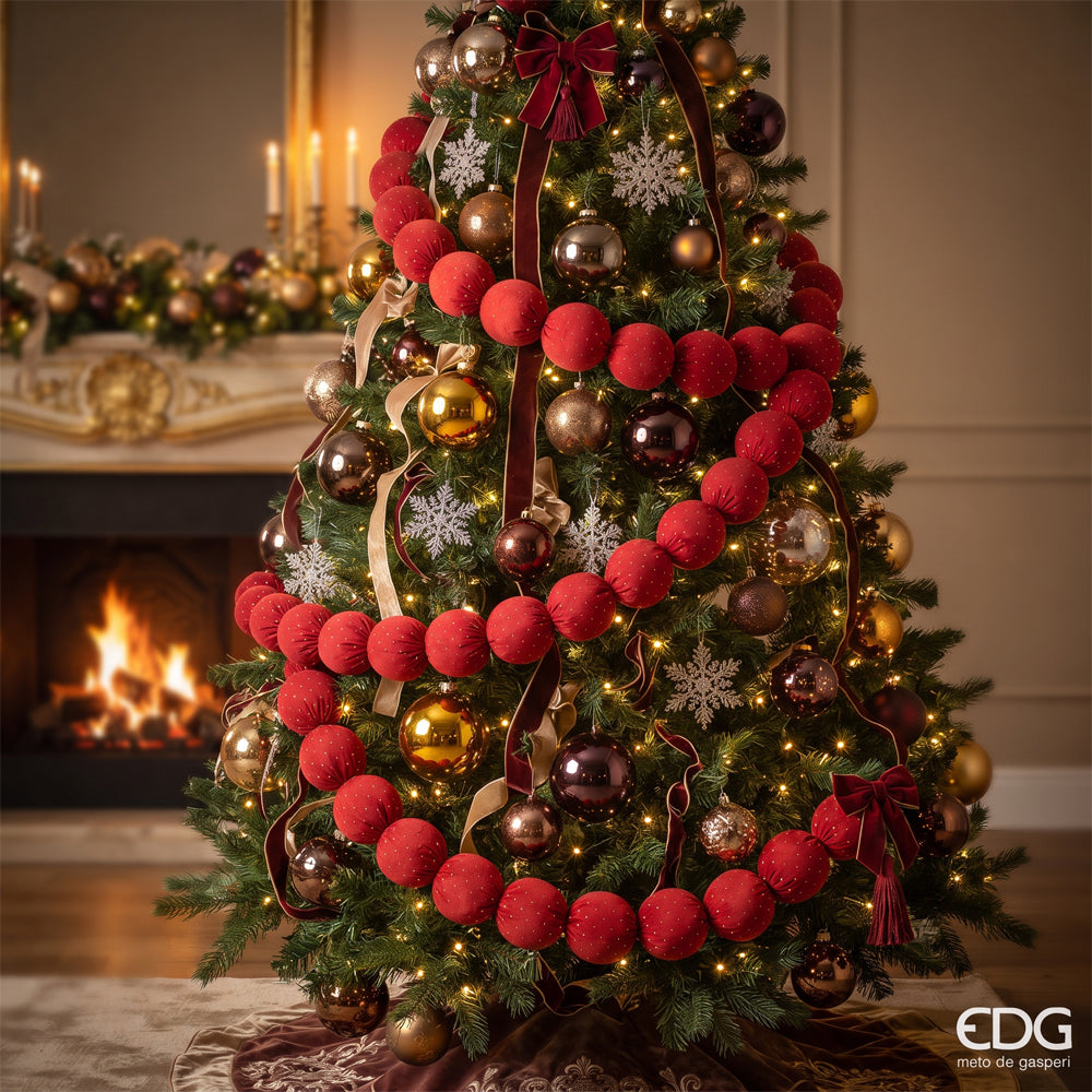 Festone Natalizio con 17 Sfere Rosse EDG – 180 cm