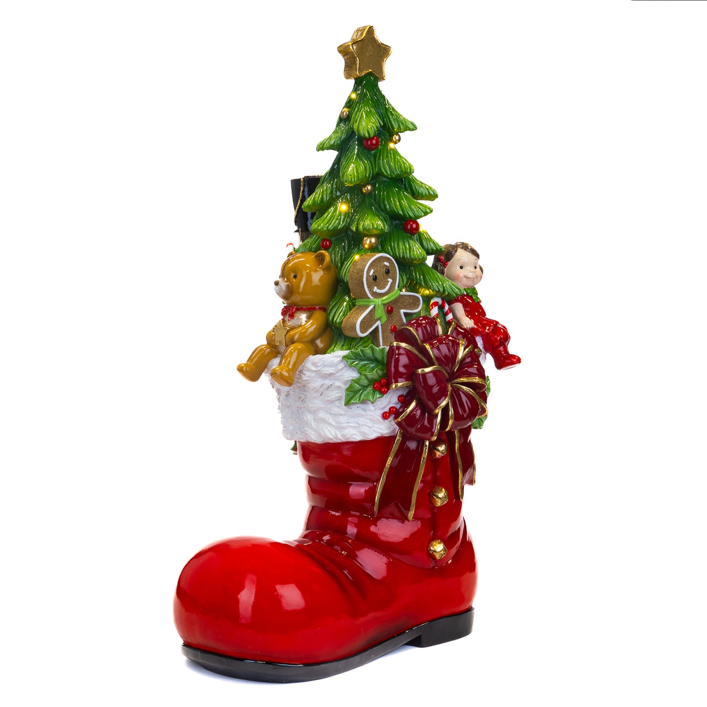 Stivale di Babbo Natale con albero LED e giocattoli