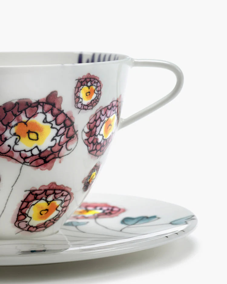 Set da 2 Tazze da cappuccino con piattino Anemone milk Midnight Flowers