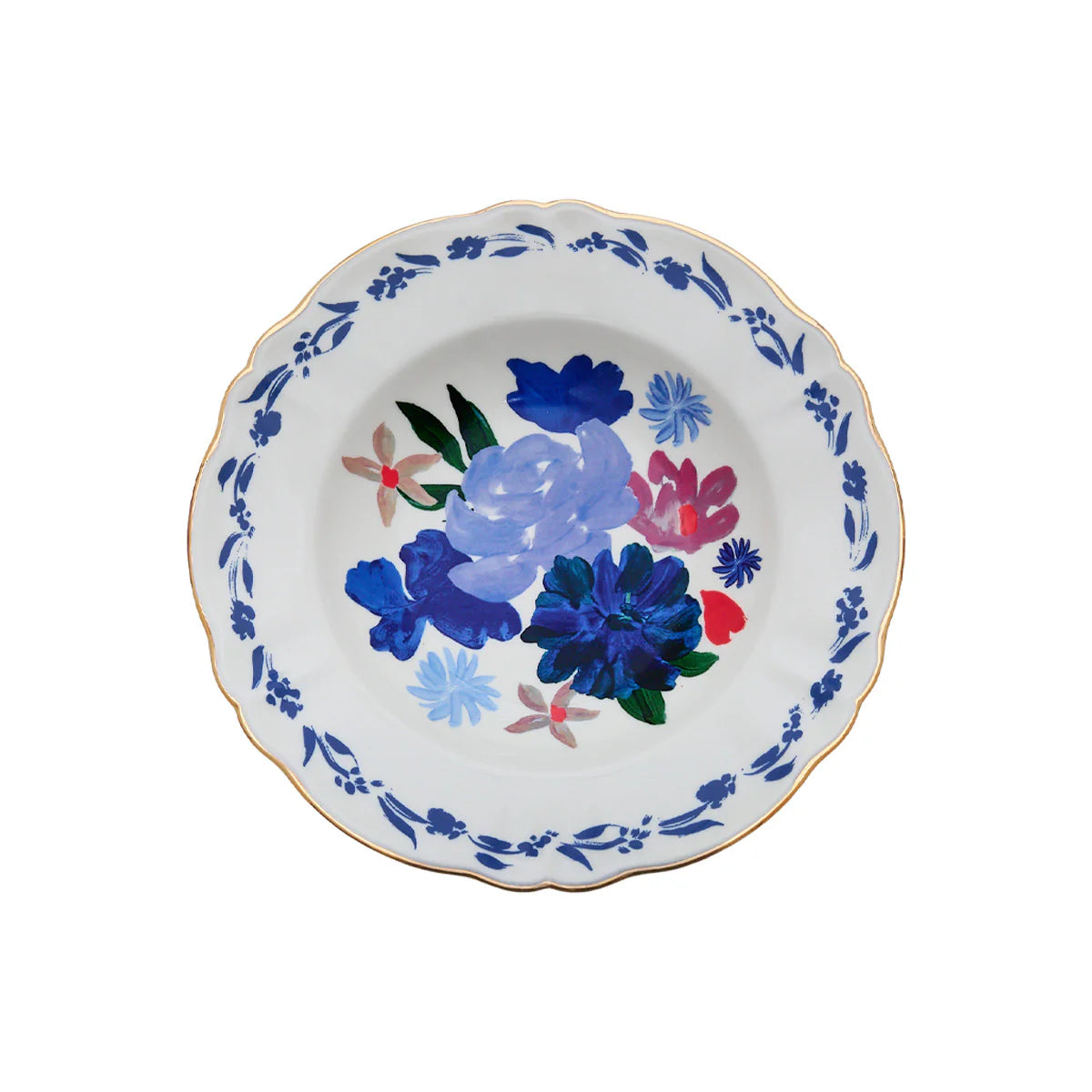 posto tavola dipinto bouquet blu