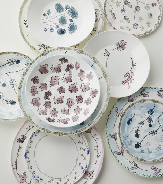 Set 2 Piatti Fondi 'MIDNIGHT FLOWERS'