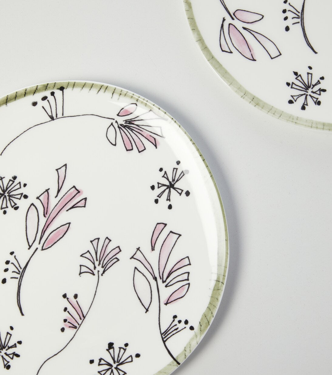 Set 2 Piatti Fiore Rosa Multicolore