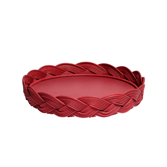 Vassoio Rotondo Large Treccia Rosso