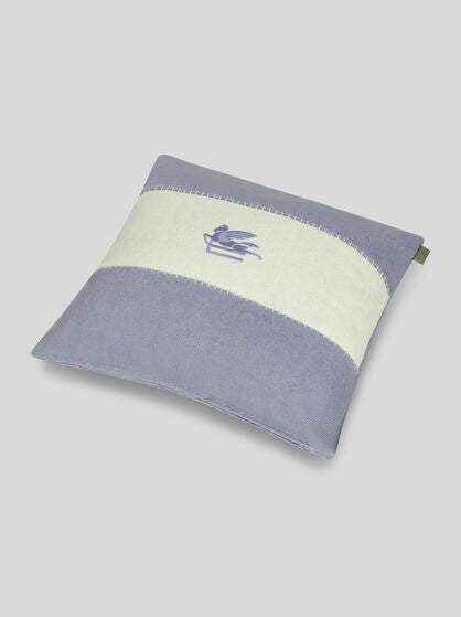 CUSCINO IN LINO CON PEGASO RICAMATO LILLA