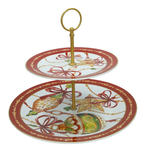 ALZATA GIOCO DI LUCI PORCELLANA C/ASTA ORO SATIN METAL