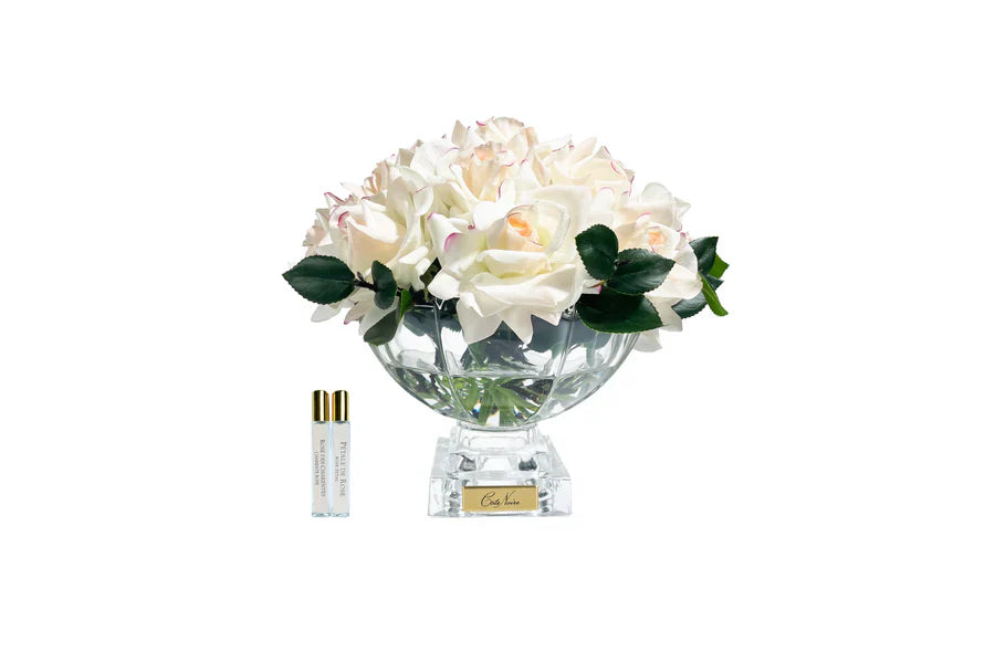 Centrotavola - French rose con foglie - Blush - Gold