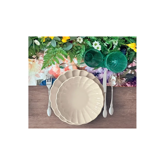 SET 6 PIATTI PIANI CALIPSO AVORIO STONEWARE