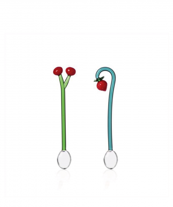 Set 2 Cucchiaini Fruits & Flowers Ciliegie e Fragola