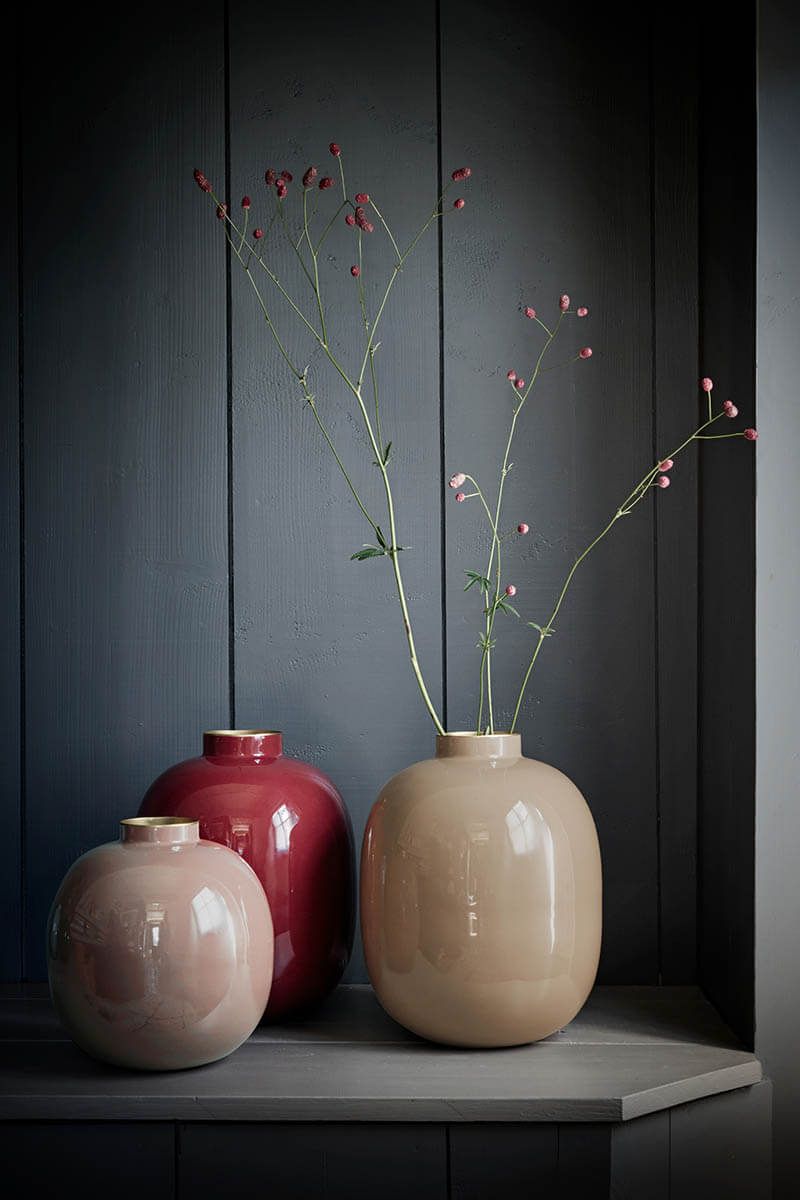 Vaso in metallo color cachi 32cm