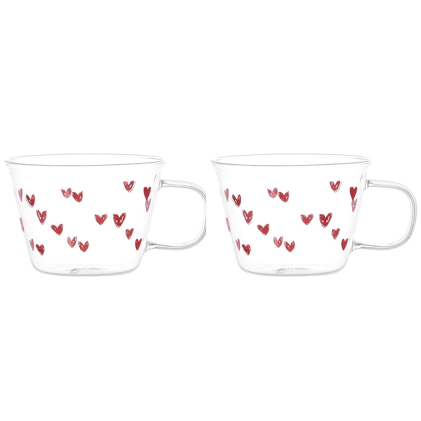 Set 2 Tazze Cuori Rossi
