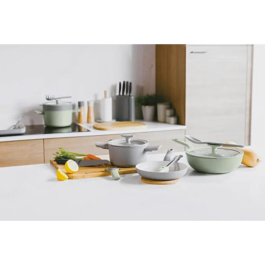 Wok antiaderente con coperchio Balance Sage 28cm