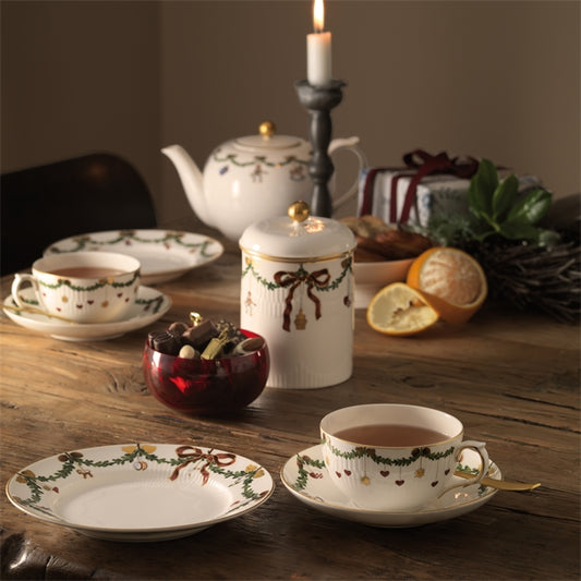 Set 2 Tazze da The con Piattino Star Fluted Christmas