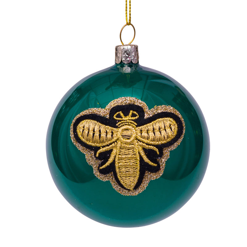Set 2 Palline "Green Pearl with Bee"
