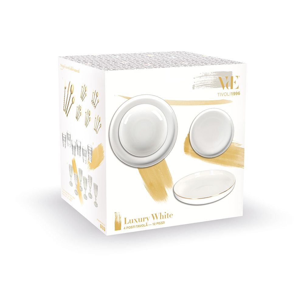 Servizio Tavola 12 Pezzi Collezione Luxury in Bianco o Nero