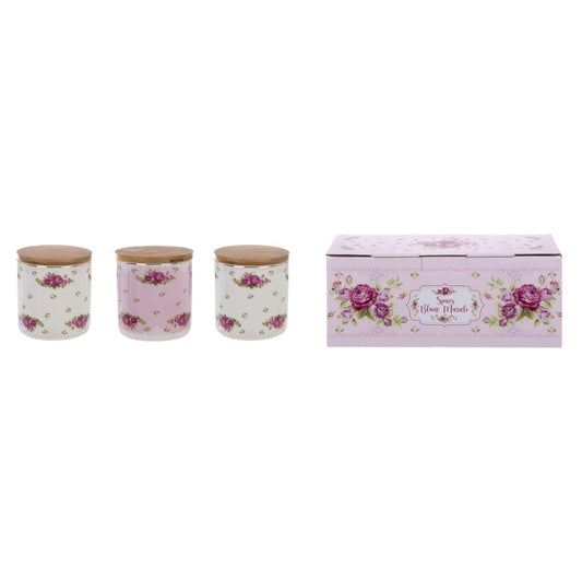 Set 3 Barattoli con Coperchio Rose