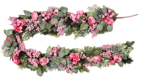 Filo Decoro Bacche e Fiori Rosa