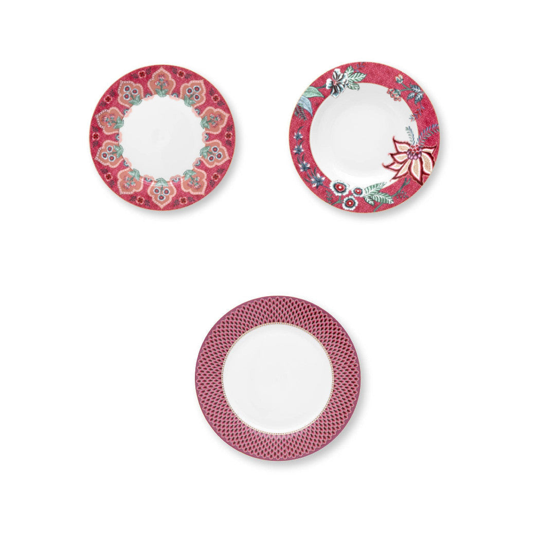 Servizio Tavola 18 Pezzi Flower Festival Dark Pink