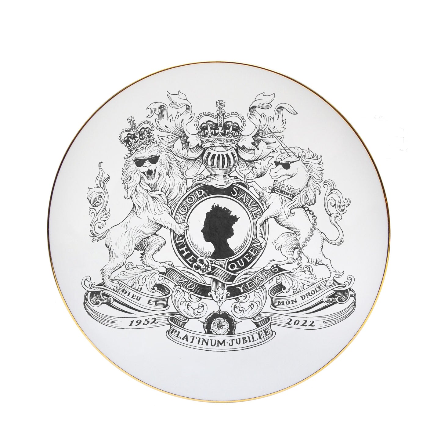 Piattino Platinum Jubilee God Save The Queen Crest