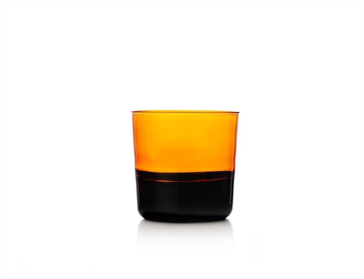 Coppia Bicchiere Acqua Nero/Ambra