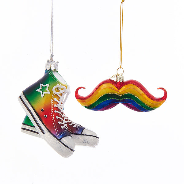 Set 2 Decorazioni Baffi e Sneakers Arcobaleno