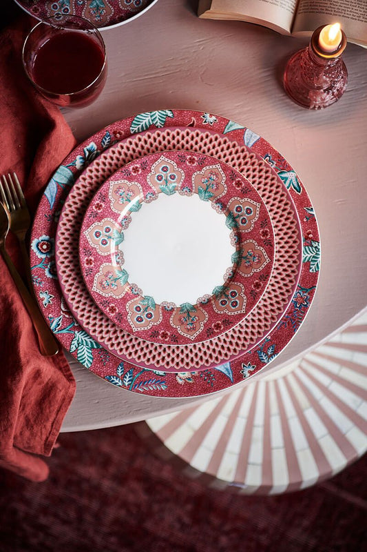Servizio Tavola 18 Pezzi Flower Festival Dark Pink
