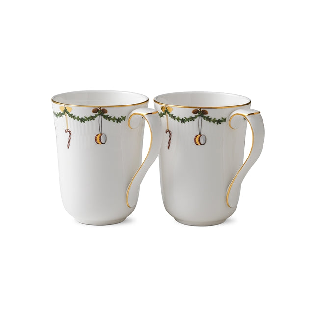 Set 2 Mug Star Fluted Christmas