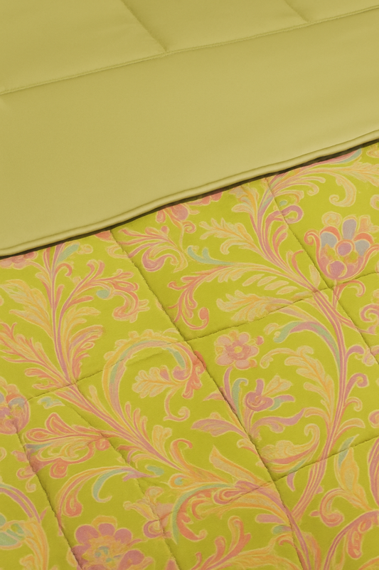 TRAPUNTA IN COTONE CON STAMPA FLOREALE VERDE