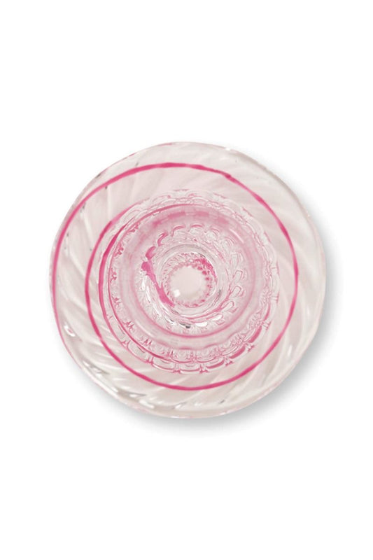 Portacandele in vetro a spirale rosa 22cm