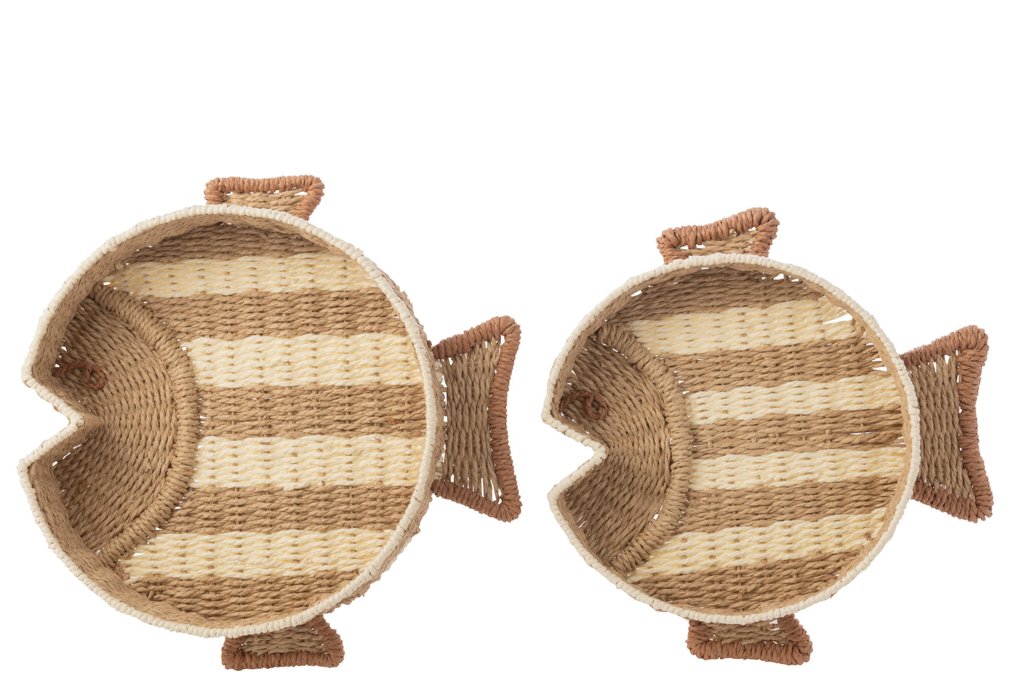 Set Di 2 Vassoio Decorativo Pesce Rigato Carta Naturale/Bianco
