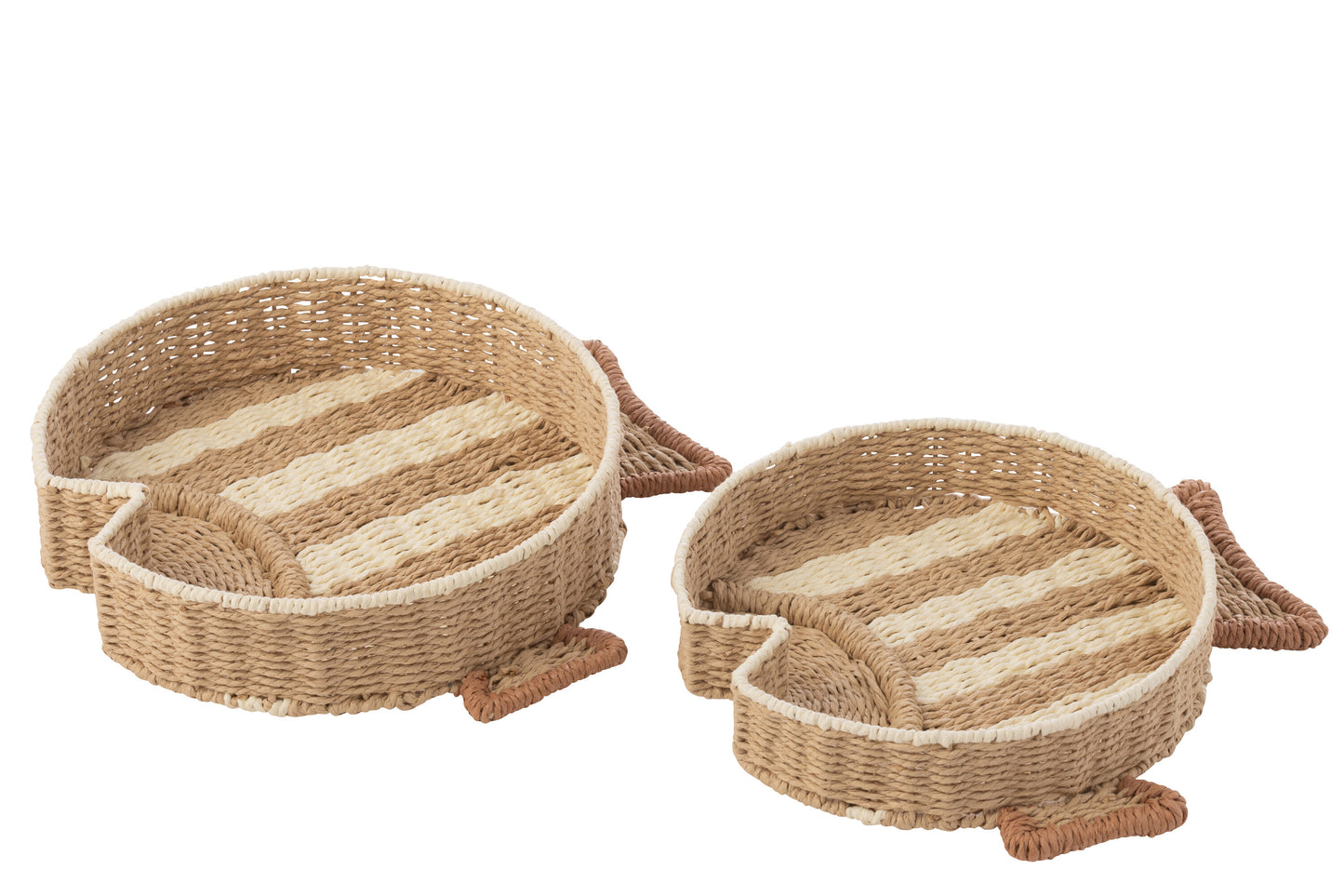 Set Di 2 Vassoio Decorativo Pesce Rigato Carta Naturale/Bianco
