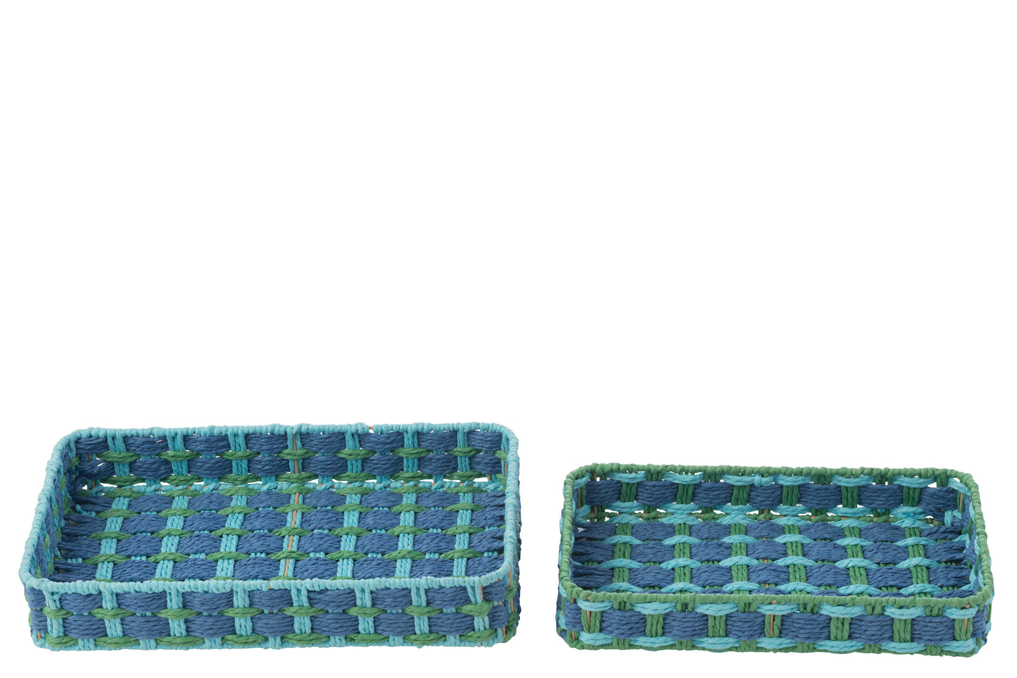 Set Di 2 Vassoio Decorativo Rettangolare Carta Blu Scuro/Smeraldo