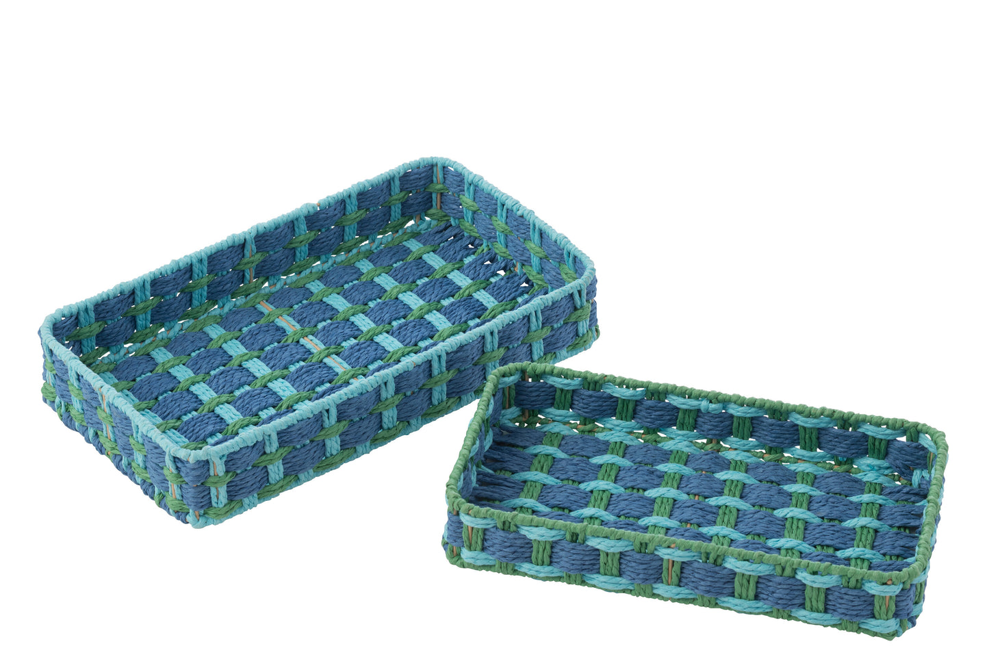 Set Di 2 Vassoio Decorativo Rettangolare Carta Blu Scuro/Smeraldo