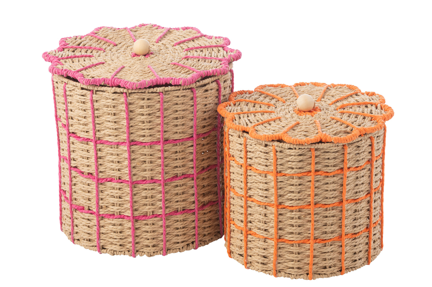 Set Di 2 Cesto  Rosa/arancione