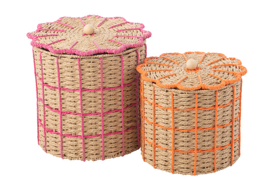 Set Di 2 Cesto  Rosa/arancione