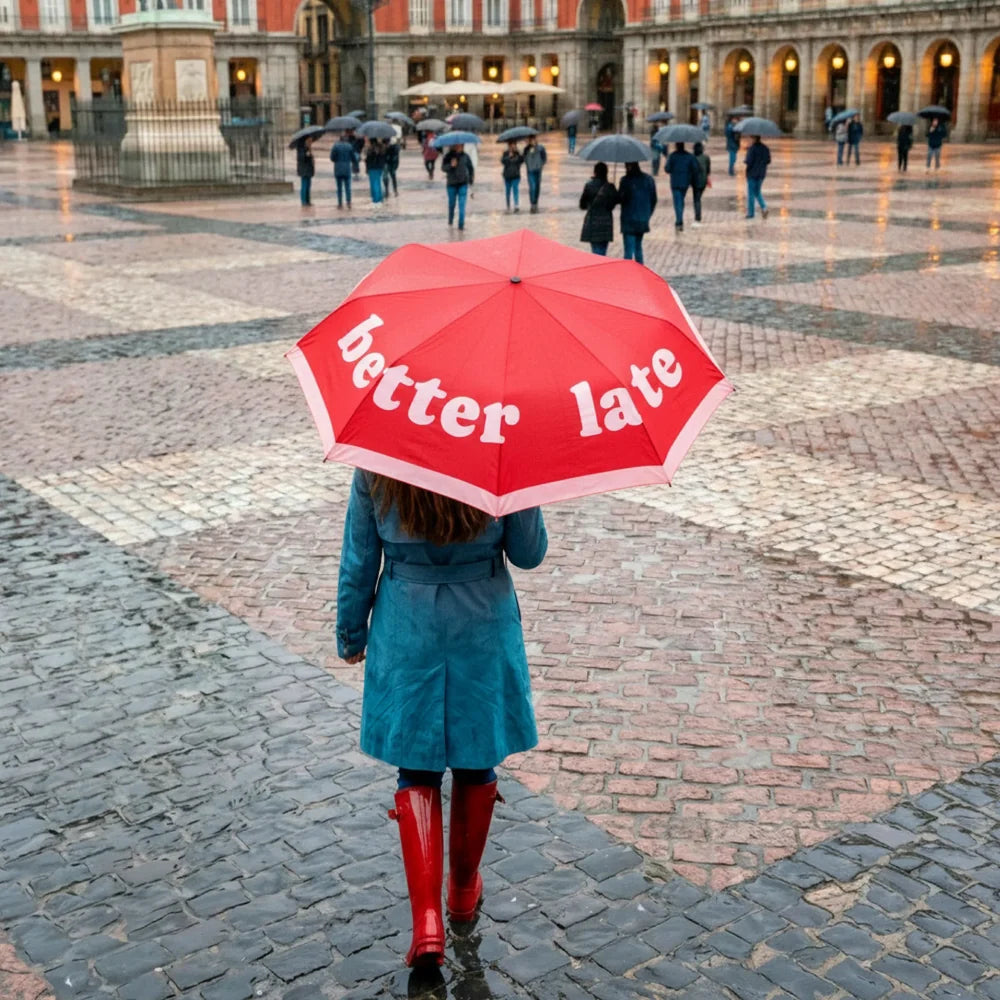 Ombrello pieghevole “Better late than ugly”