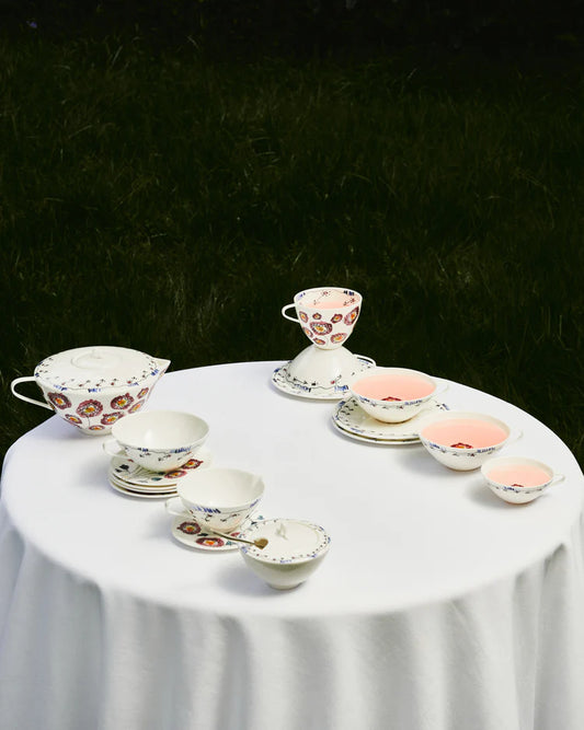 Set da 2 Tazze da cappuccino con piattino Anemone milk Midnight Flowers