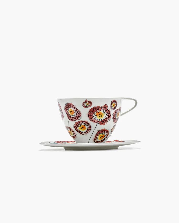Set da 2 Tazze da cappuccino con piattino Anemone milk Midnight Flowers