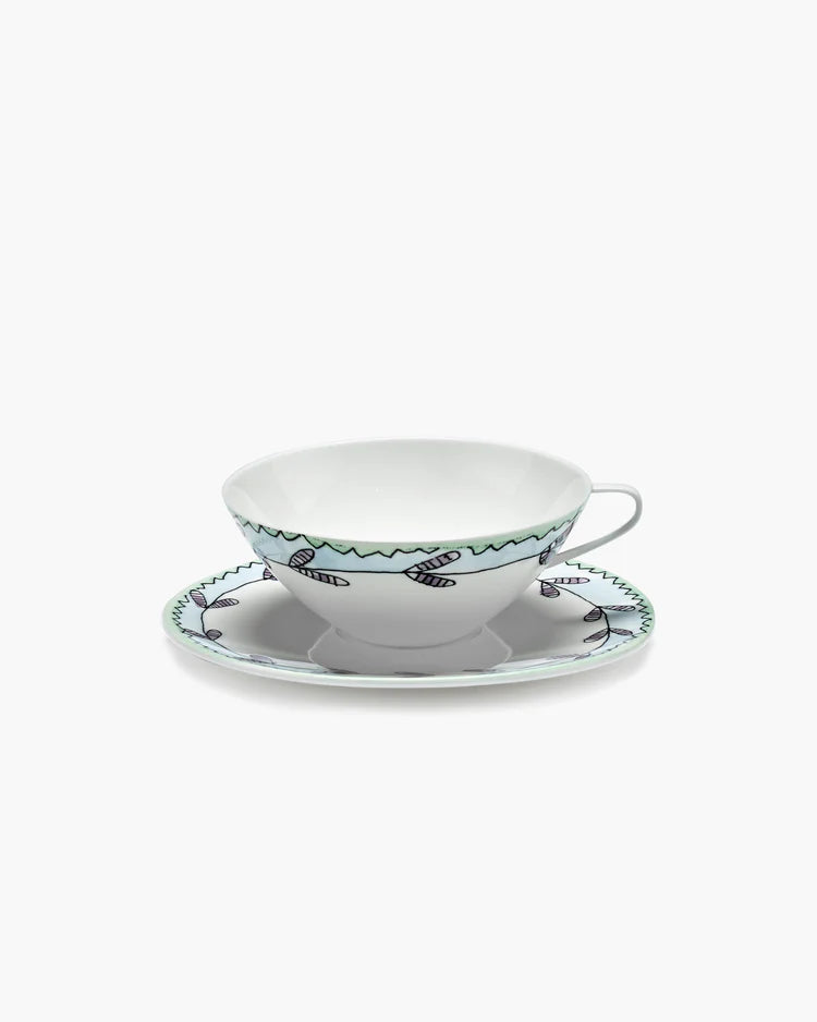 Set da 2 Tazze da tè con piattino Blossom Milk Midnight Flowers