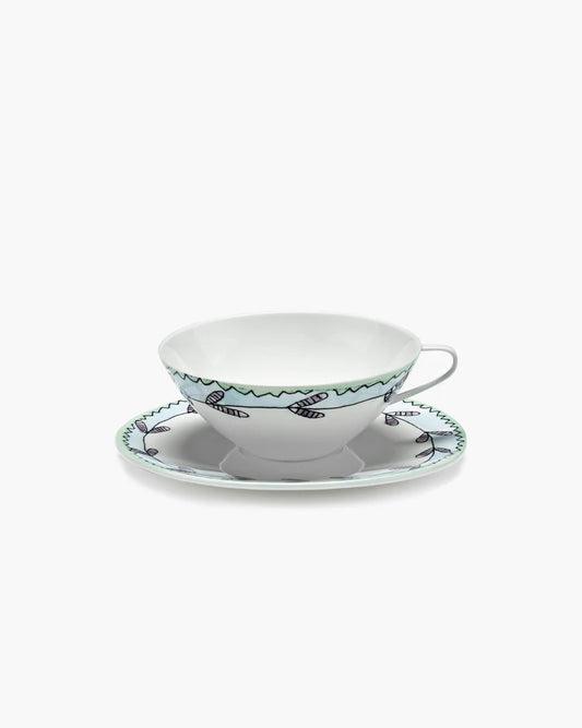 Set da 2 Tazze da tè con piattino Blossom Milk Midnight Flowers