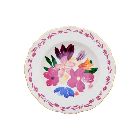 posto tavola dipinto bouquet porpora