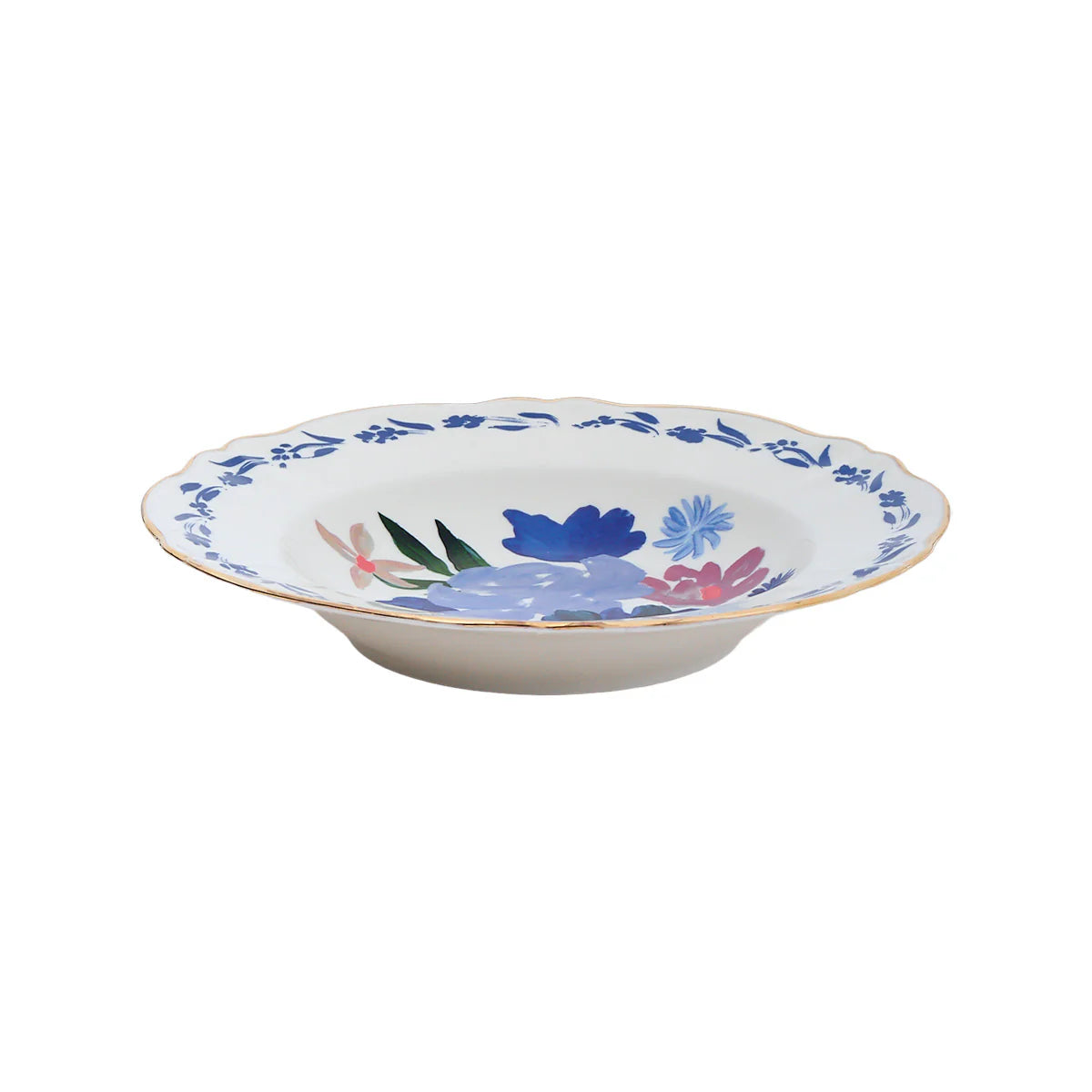 posto tavola dipinto bouquet blu