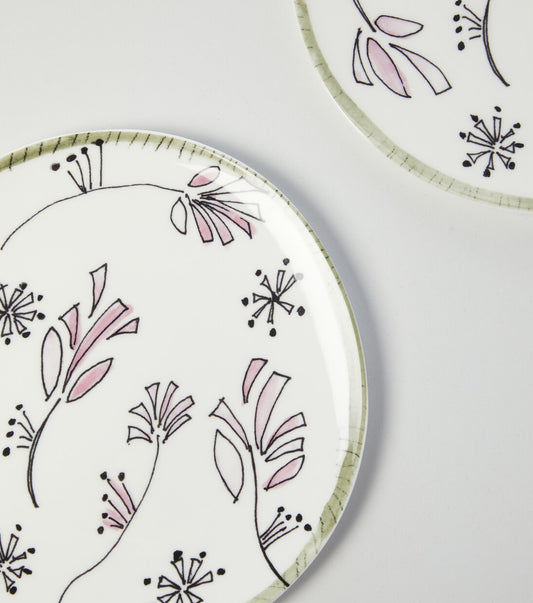 Set 2 Piatti Fiore Rosa Multicolore