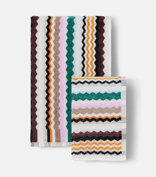 Set di 2 asciugamani Aura Zigzag in cotone
