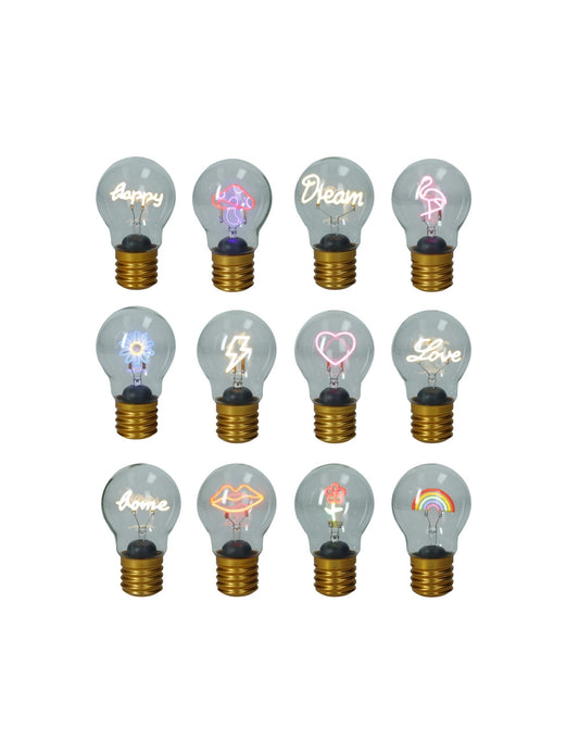 LAMPADINA COLORI E DECORI ASSORTITI VETRO DISPL 12 PZ
