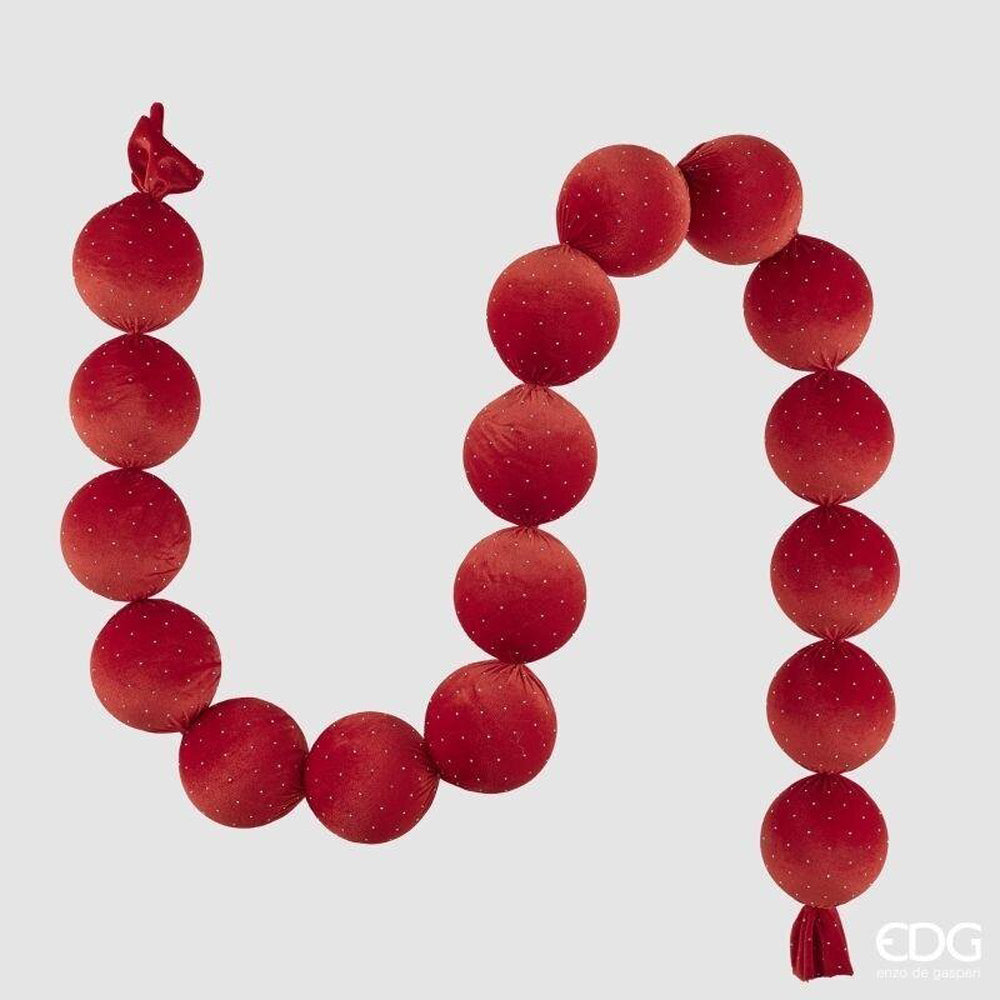 Festone Natalizio con 17 Sfere Rosse EDG – 180 cm