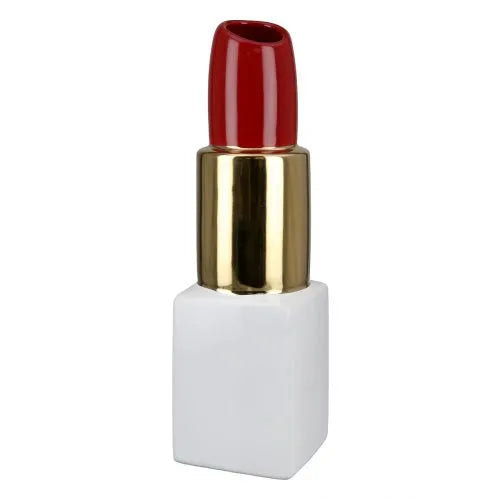 Gilde Vaso Ceramica a Forma di Rossetto Oro Rosso