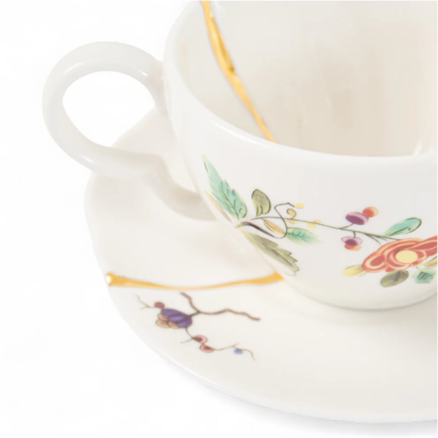 tazza da tè con piattino kintsugi